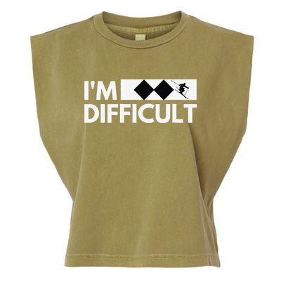 I'm Difficult Ski Funny Skier Snowboard Skiing Garment-Dyed Women's Muscle Tee
