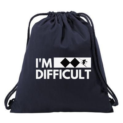 I'm Difficult Ski Funny Skier Snowboard Skiing Drawstring Bag