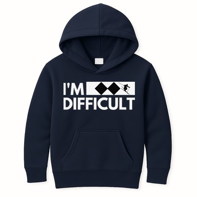 I'm Difficult Ski Funny Skier Snowboard Skiing Kids Hoodie