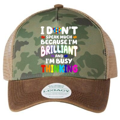 I Don't Speak Much Because I'm Brilliant And Busy Autism Awareness Legacy Tie Dye Trucker Hat
