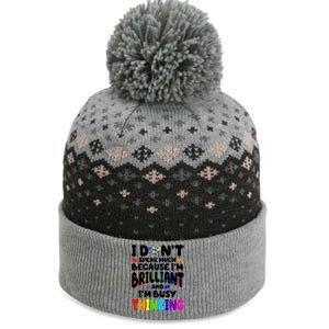 I Don't Speak Much Because I'm Brilliant And Busy Autism Awareness The Baniff Cuffed Pom Beanie