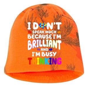 I Don't Speak Much Because I'm Brilliant And Busy Autism Awareness Kati - Camo Knit Beanie