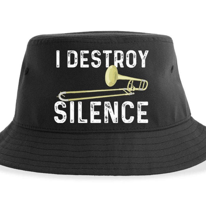 I Destroy Silence Trombonist Trombone Player Marching Band Sustainable Bucket Hat