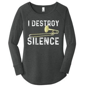 I Destroy Silence Trombonist Trombone Player Marching Band Women's Perfect Tri Tunic Long Sleeve Shirt