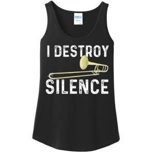 I Destroy Silence Trombonist Trombone Player Marching Band Ladies Essential Tank