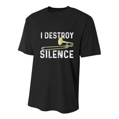 I Destroy Silence Trombonist Trombone Player Marching Band Youth Performance Sprint T-Shirt