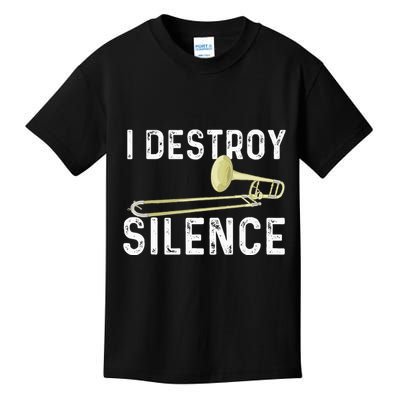 I Destroy Silence Trombonist Trombone Player Marching Band Kids T-Shirt