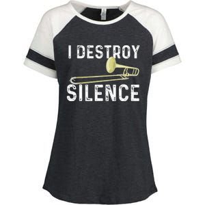 I Destroy Silence Trombonist Trombone Player Marching Band Enza Ladies Jersey Colorblock Tee