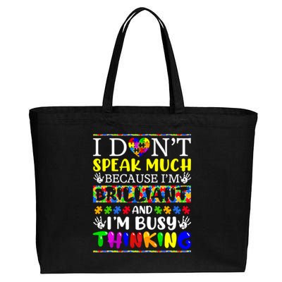 I Dont Speak Much Brilliant Autism Autistic Gift Cotton Canvas Jumbo Tote