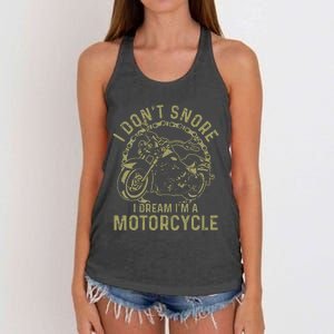 I Dont Snore I Dream Im A Motorcycle Funny Snoring Biker Women's Knotted Racerback Tank