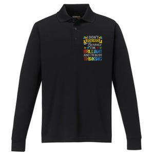 I Don't Speak Much Because I'm Brilliant Autism Awareness Performance Long Sleeve Polo