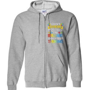 I Don't Speak Much Because I'm Brilliant Autism Awareness Full Zip Hoodie