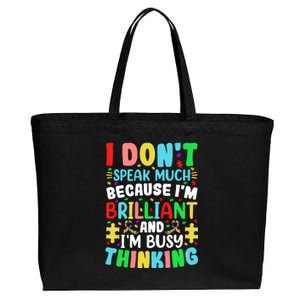 I Dont Speak Much Brilliant Autism Autistic Great Gift Cotton Canvas Jumbo Tote