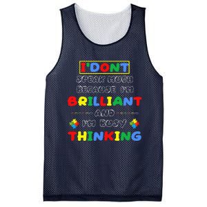 I Don't Speak Much Because I'm Brilliant Tee Autism Day Gift Mesh Reversible Basketball Jersey Tank