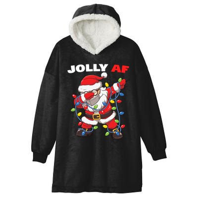 Inappropriate Dabbing Santa In Face Mask Garland Jolly Af Gift Hooded Wearable Blanket