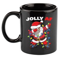 Inappropriate Dabbing Santa In Face Mask Garland Jolly Af Gift 11oz C Handle Ceramic Mug