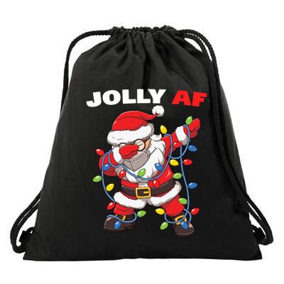 Inappropriate Dabbing Santa In Face Mask Garland Jolly Af Gift Drawstring Bag