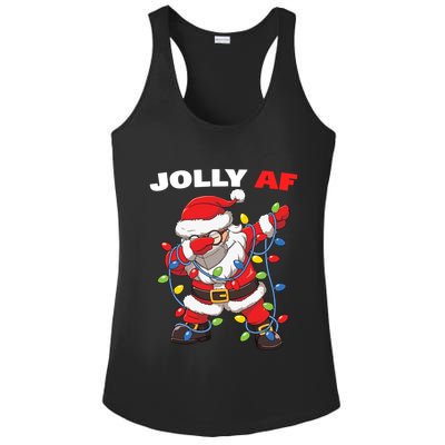 Inappropriate Dabbing Santa In Face Mask Garland Jolly Af Gift Ladies PosiCharge Competitor Racerback Tank