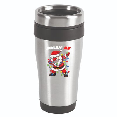Inappropriate Dabbing Santa In Face Mask Garland Jolly Af Gift 16oz Travel Tumbler