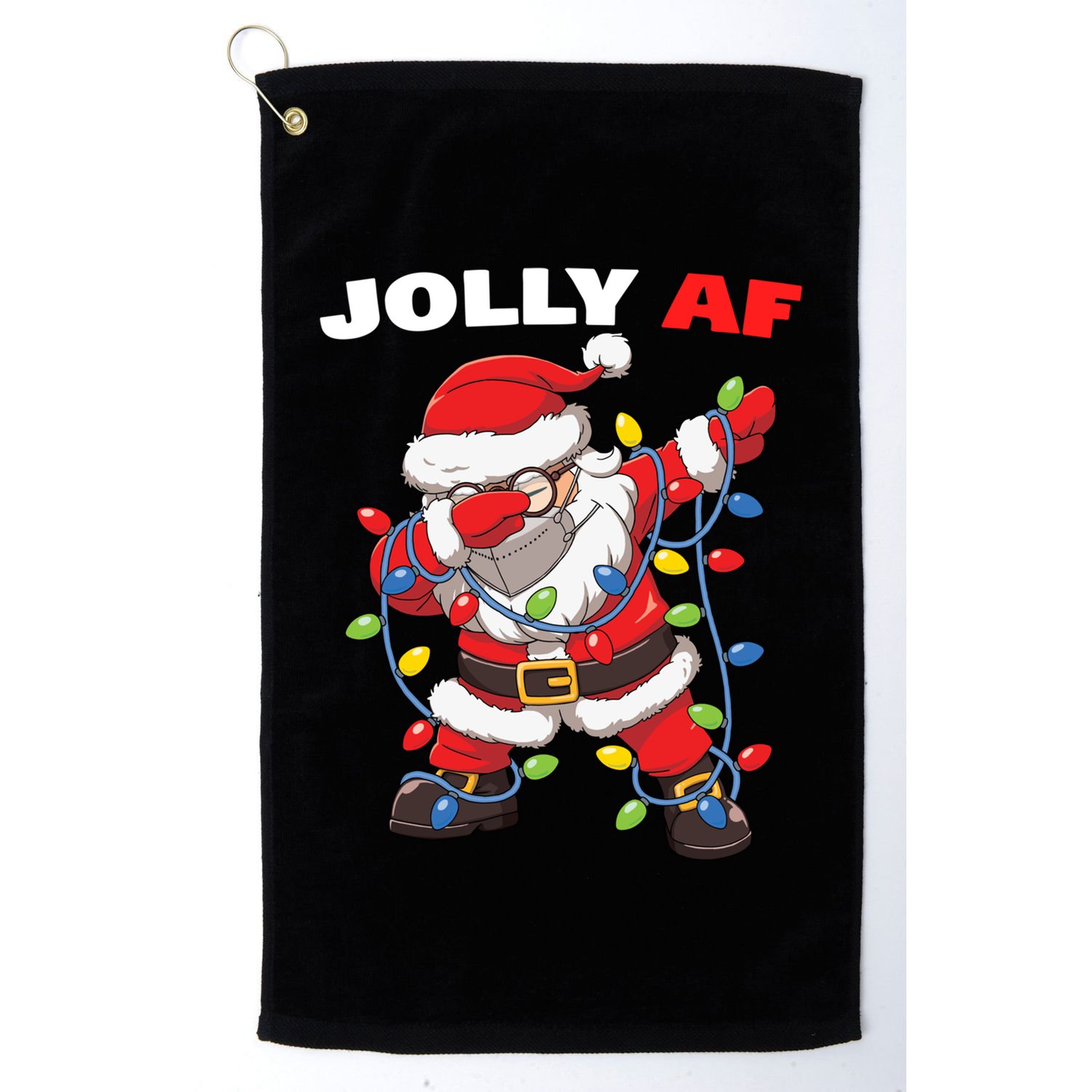 Inappropriate Dabbing Santa In Face Mask Garland Jolly Af Gift Golf Towel