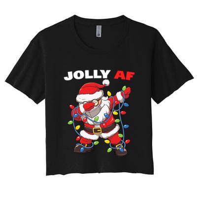Inappropriate Dabbing Santa In Face Mask Garland Jolly Af Gift Crop Top