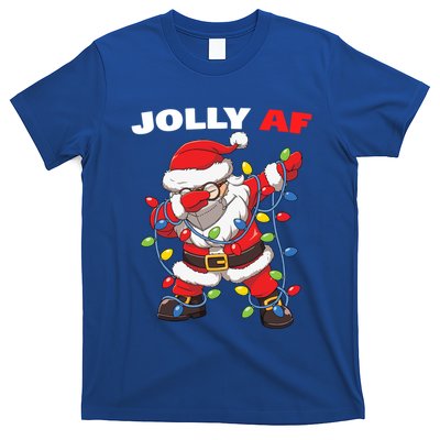 Inappropriate Dabbing Santa In Face Mask Garland Jolly Af Gift T-Shirt