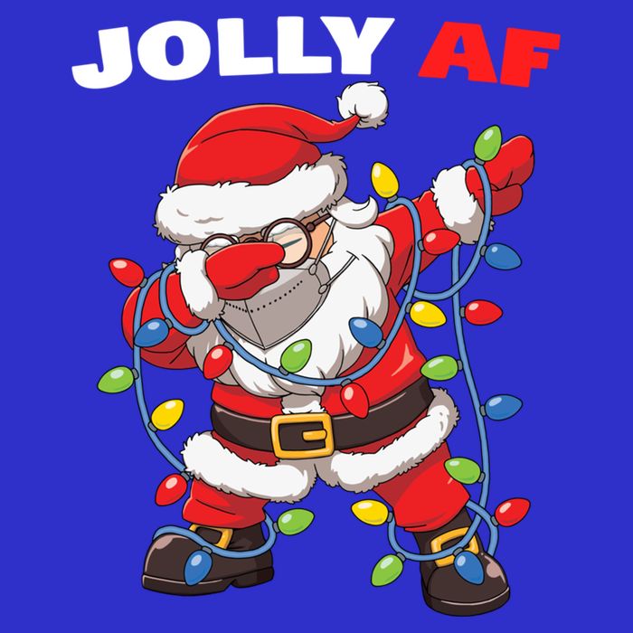 Inappropriate Dabbing Santa In Face Mask Garland Jolly Af Gift Tie-Dye T-Shirt