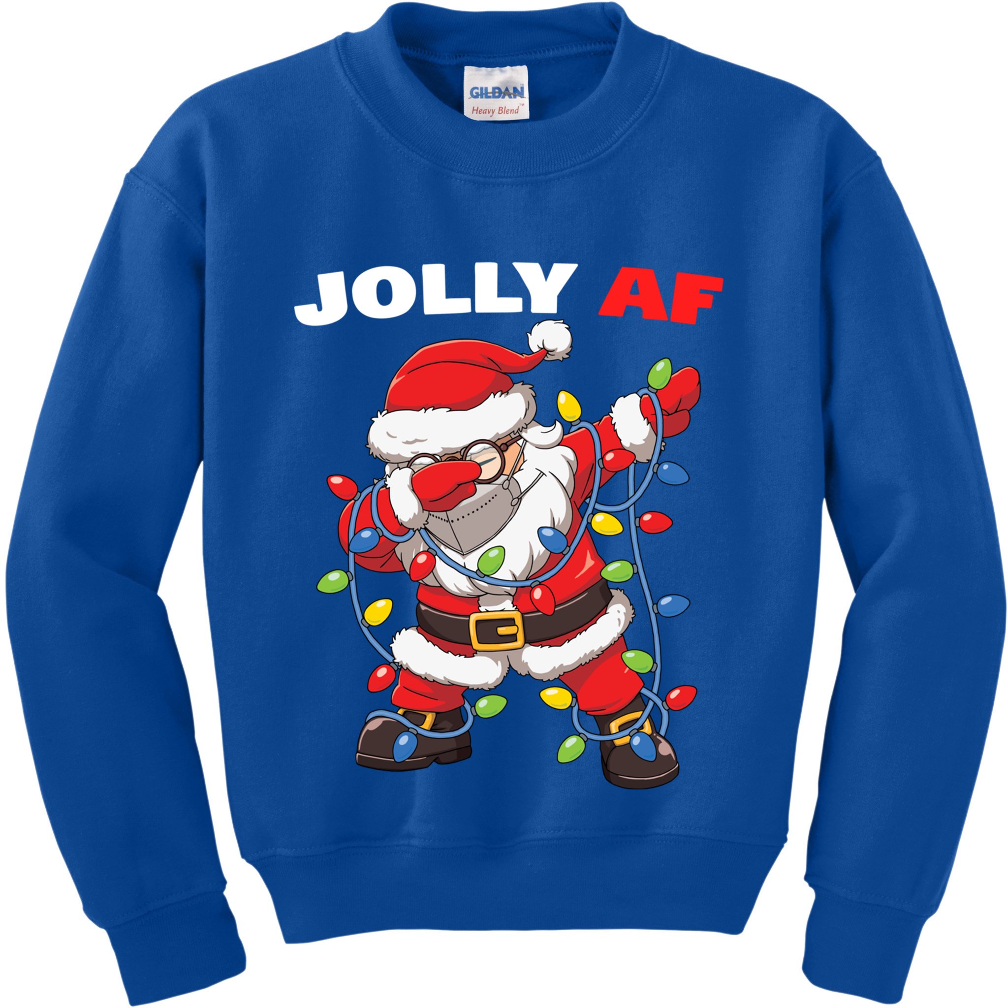 Inappropriate Dabbing Santa In Face Mask Garland Jolly Af Gift Kids Sweatshirt