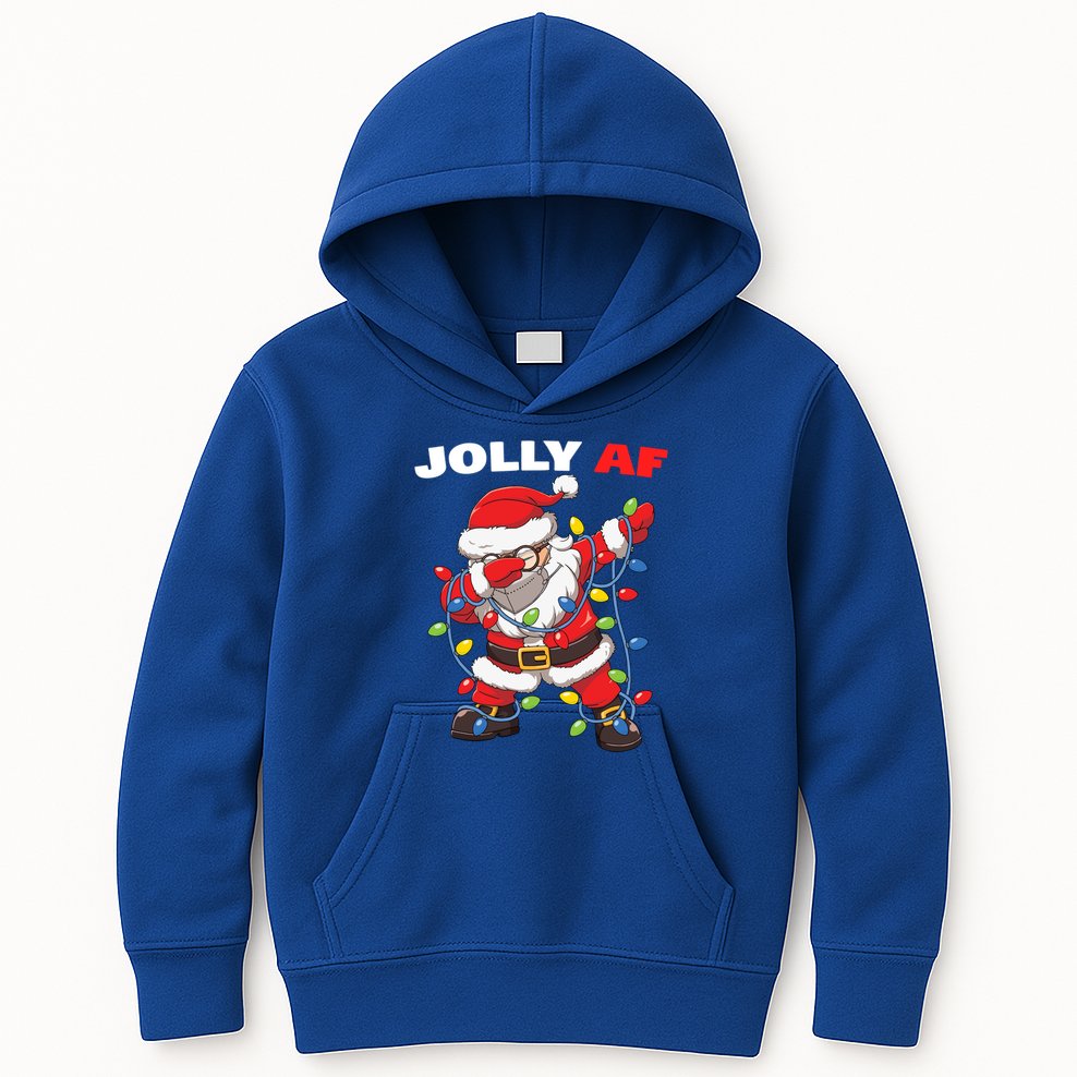 Inappropriate Dabbing Santa In Face Mask Garland Jolly Af Gift Kids Hoodie