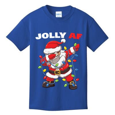 Inappropriate Dabbing Santa In Face Mask Garland Jolly Af Gift Kids T-Shirt