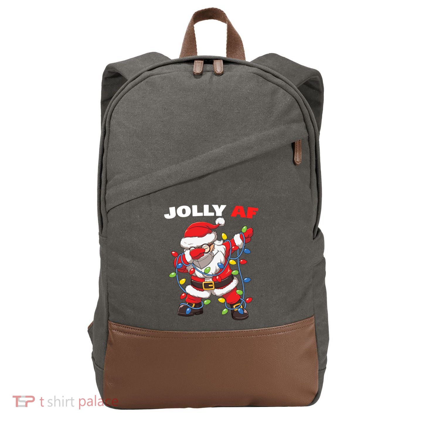 Inappropriate Dabbing Santa In Face Mask Garland Jolly Af Gift Cotton Canvas Backpack