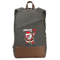 Inappropriate Dabbing Santa In Face Mask Garland Jolly Af Gift Cotton Canvas Backpack