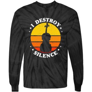 I Destroy Silence Cello Cellist Orchestra String Musician Tie-Dye Long Sleeve Shirt