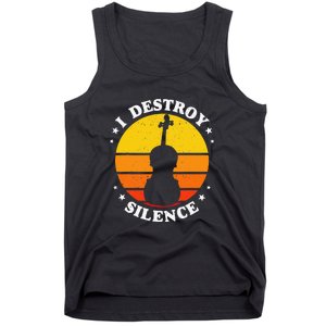 I Destroy Silence Cello Cellist Orchestra String Musician Tank Top