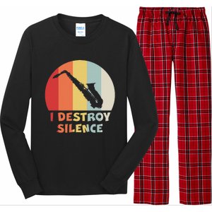 I Destroy Silence Funny Saxophone Player Saxophonist Long Sleeve Pajama Set