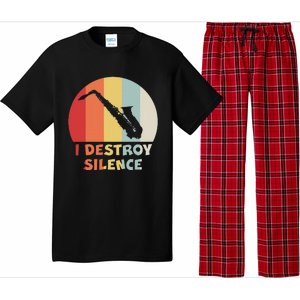 I Destroy Silence Funny Saxophone Player Saxophonist Pajama Set