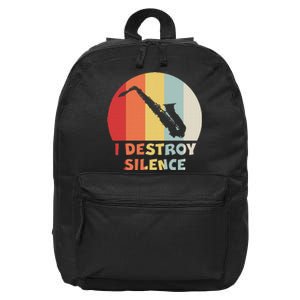 I Destroy Silence Funny Saxophone Player Saxophonist 16 in Basic Backpack