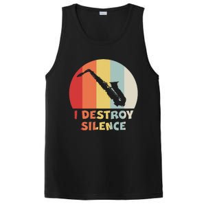 I Destroy Silence Funny Saxophone Player Saxophonist PosiCharge Competitor Tank