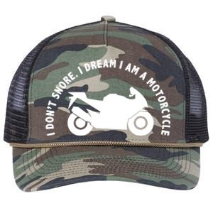 I Don't Snore I Dream I Am A Motorcycle Retro Rope Trucker Hat Cap