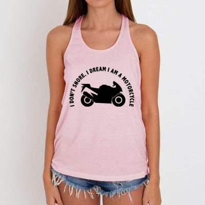 I Don't Snore I Dream I Am A Motorcycle Women's Knotted Racerback Tank