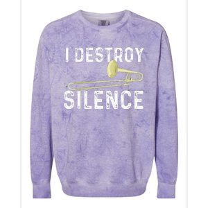 I Destroy Silence Trombonist Trombone Player Marching Band Colorblast Crewneck Sweatshirt