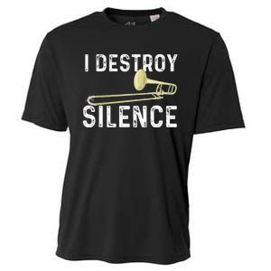 I Destroy Silence Trombonist Trombone Player Marching Band Cooling Performance Crew T-Shirt