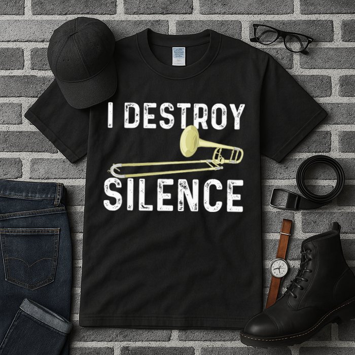 I Destroy Silence Trombonist Trombone Player Marching Band Tall T-Shirt