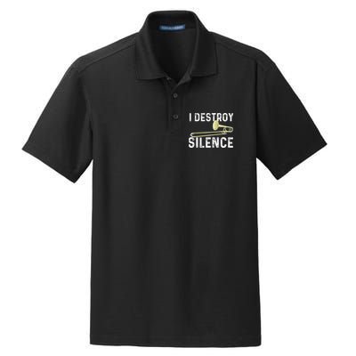 I Destroy Silence Trombonist Trombone Player Marching Band Dry Zone Grid Polo
