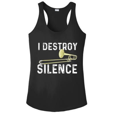I Destroy Silence Trombonist Trombone Player Marching Band Ladies PosiCharge Competitor Racerback Tank