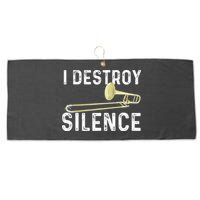 I Destroy Silence Trombonist Trombone Player Marching Band Large Microfiber Waffle Golf Towel