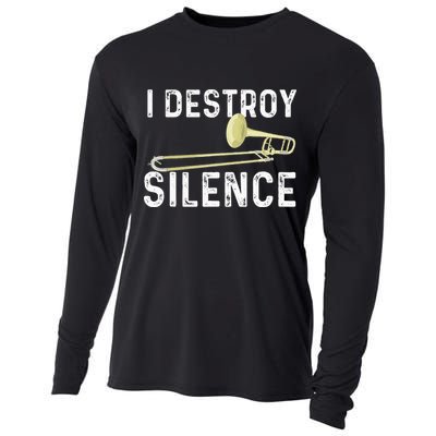I Destroy Silence Trombonist Trombone Player Marching Band Cooling Performance Long Sleeve Crew