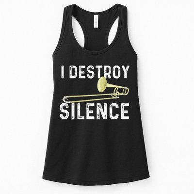 I Destroy Silence Trombonist Trombone Player Marching Band Womens Tank Top