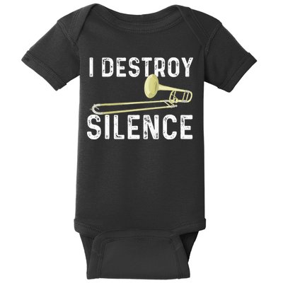 I Destroy Silence Trombonist Trombone Player Marching Band Baby Bodysuit