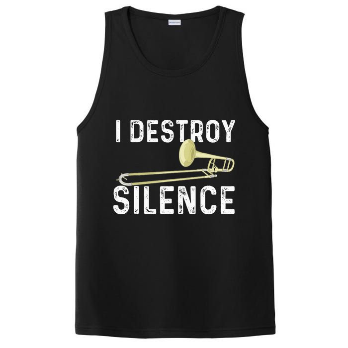 I Destroy Silence Trombonist Trombone Player Marching Band PosiCharge Competitor Tank